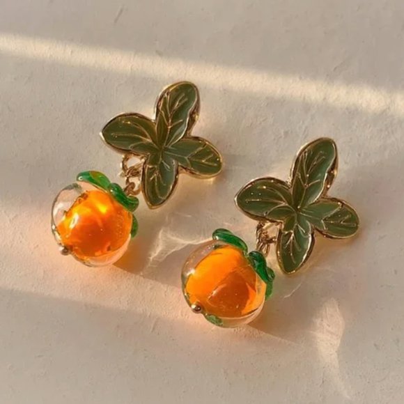 Anthropologie Jewelry - 🍊persimmon glass earrings 🍊